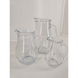 Arcoroc France Clear Glass Pitchers – Set of 3 – Beverage Servers